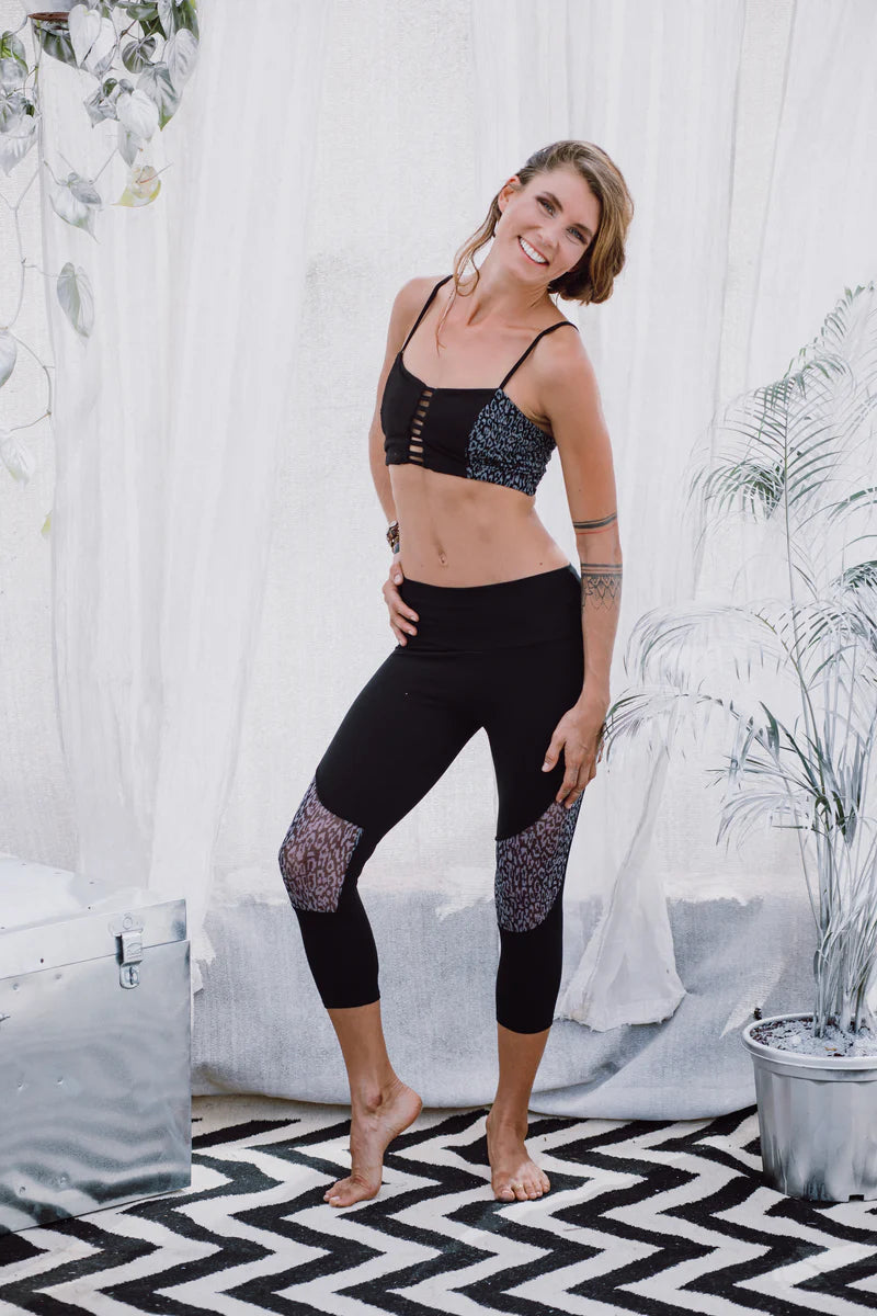 SHEERA Leggings In Black Sheer Print