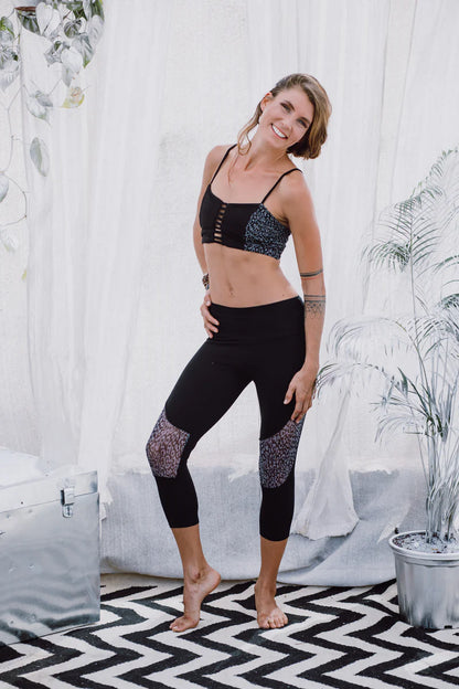 SHEERA Leggings In Black Sheer Print