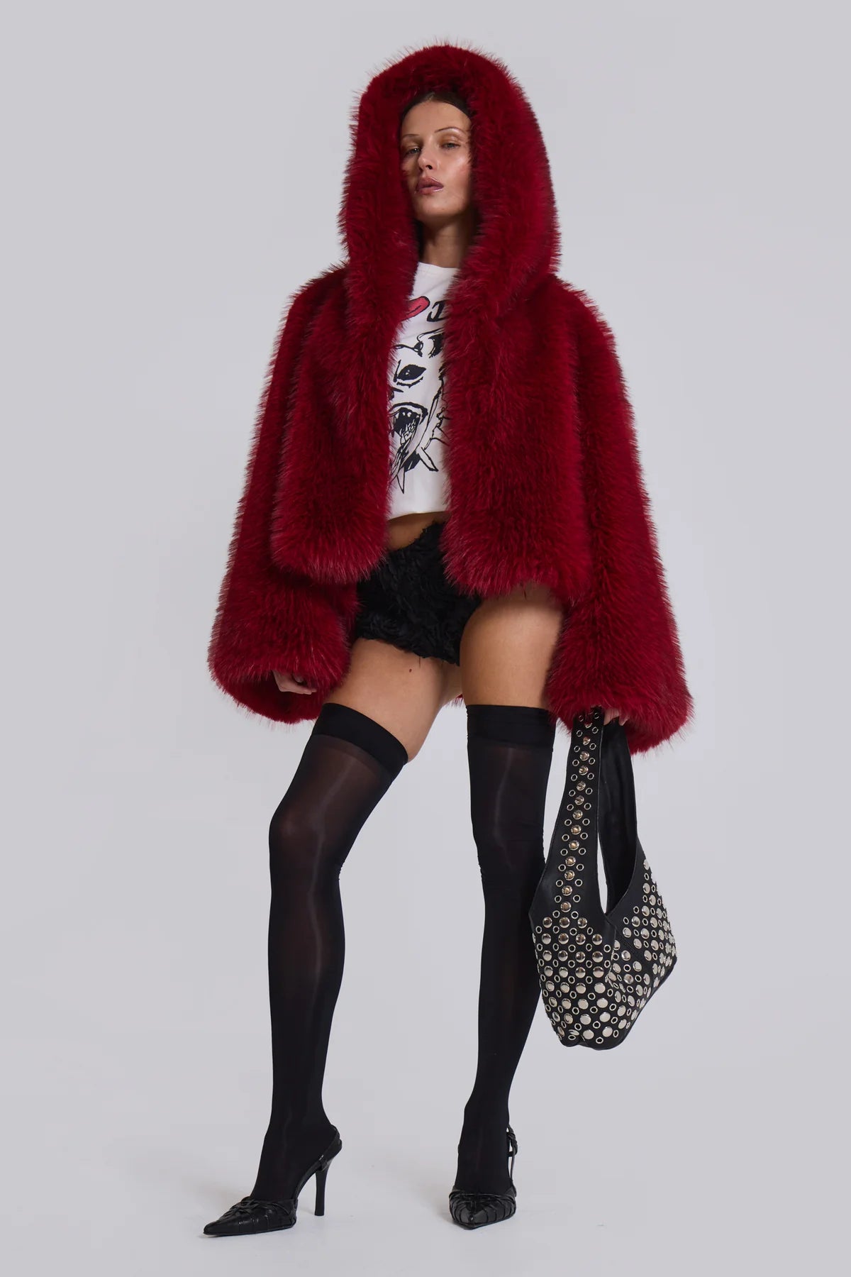 Frost Guardian Faux Fur Coat – Red