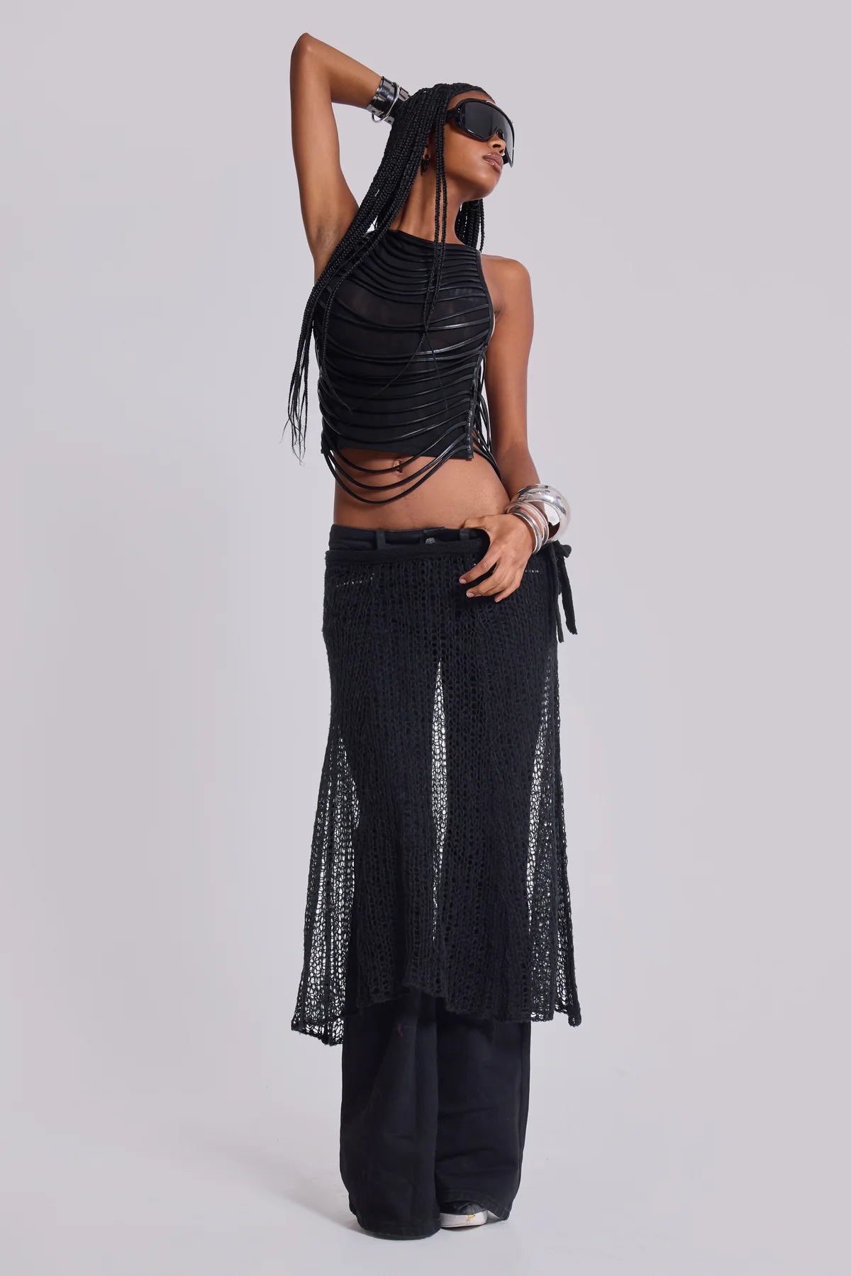 Night Lure Backless Mesh Top – Black