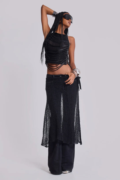 Night Lure Backless Mesh Top – Black