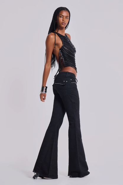 Night Lure Backless Mesh Top – Black