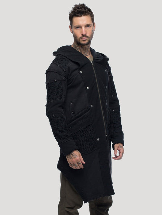 NEO STEAMED Hoodie Coat In Black