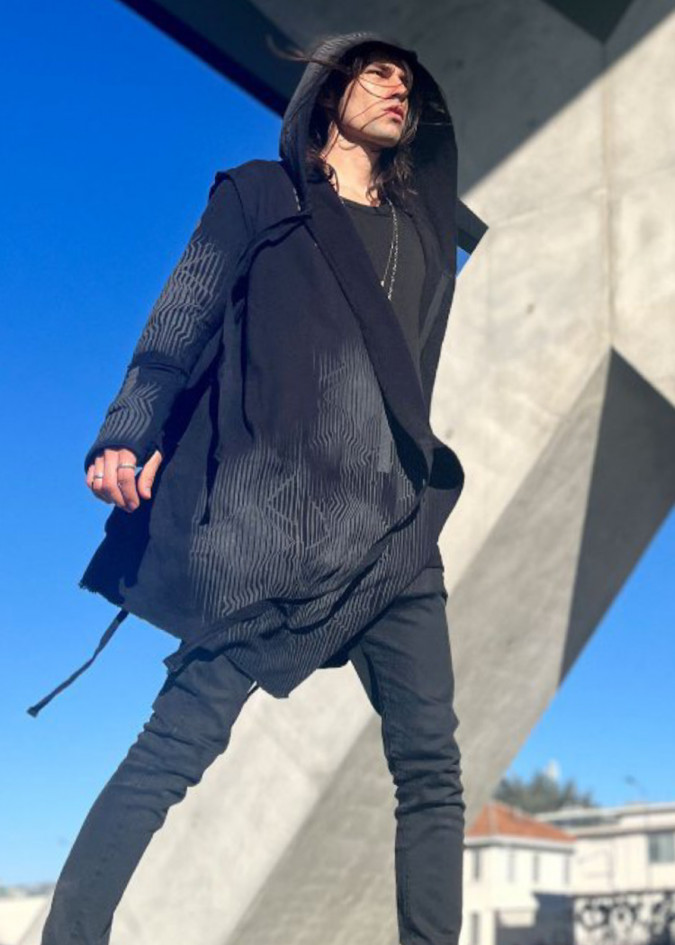 GATA UNISEX HOOD CARDIGAN - BLACK