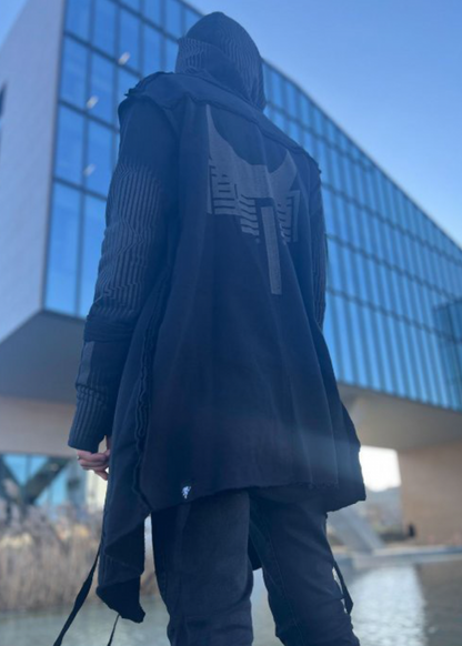 GATA UNISEX HOOD CARDIGAN - BLACK