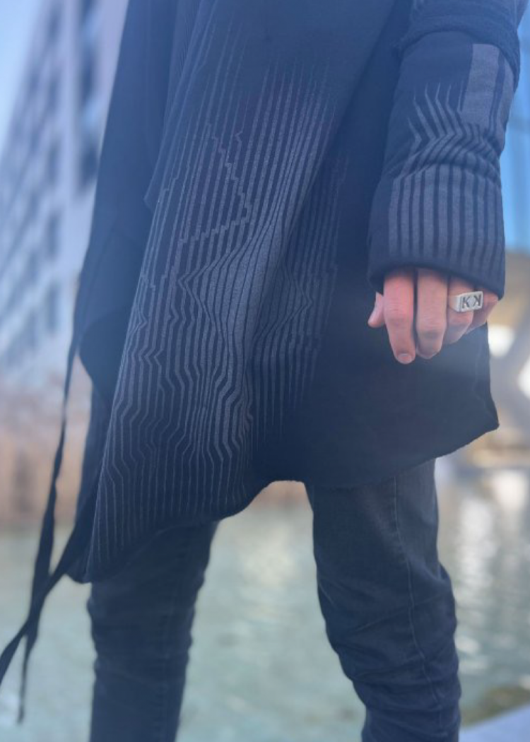 GATA UNISEX HOOD CARDIGAN - BLACK