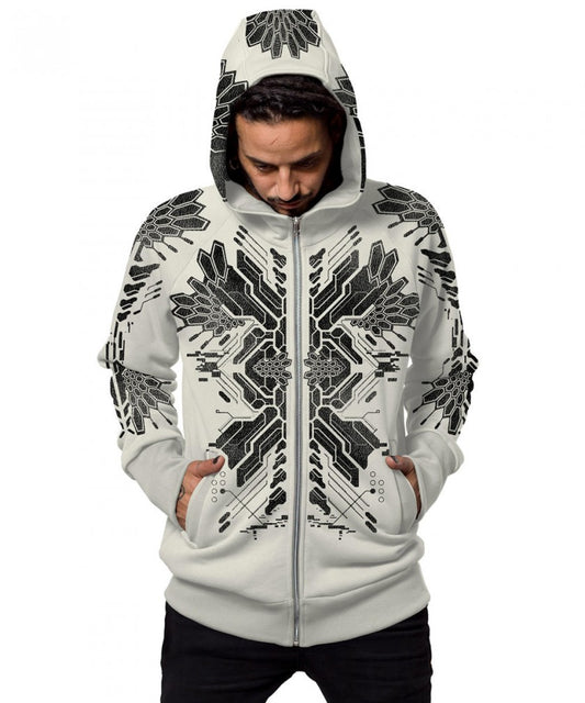 FUSHICHO Zipped Hooded Jacket In Off-White