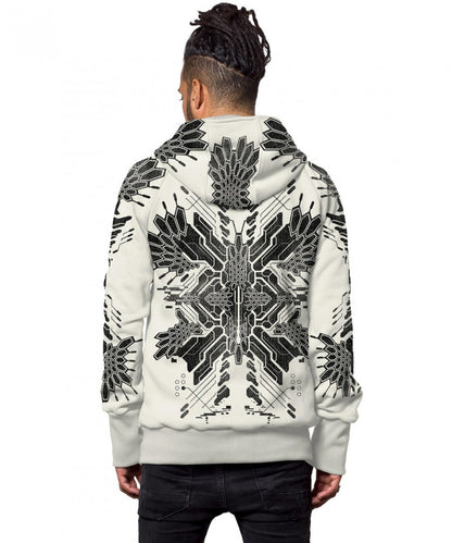 FUSHICHO Zipped Hooded Jacket In Off-White