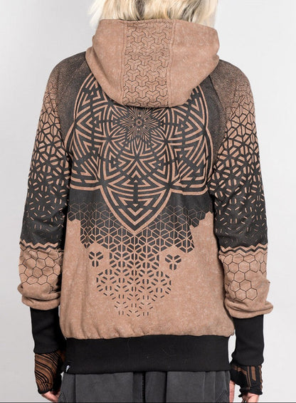 MARK Zipped Hooded Jacket In Beige