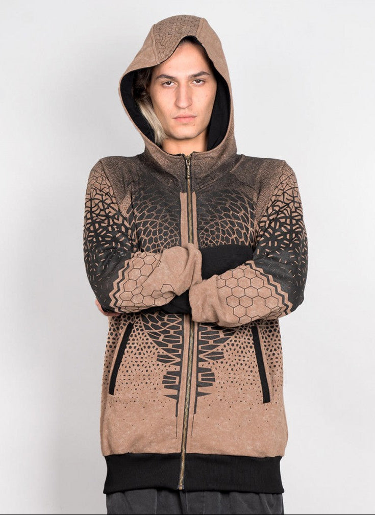 MARK Zipped Hooded Jacket In Beige