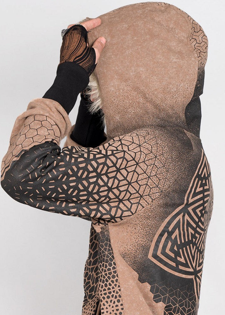 MARK Zipped Hooded Jacket In Beige