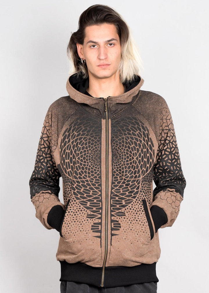 MARK Zipped Hooded Jacket In Beige