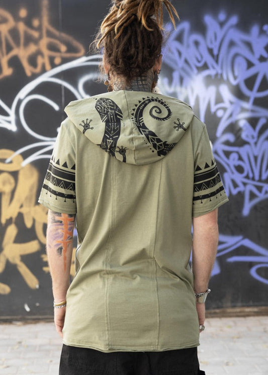 ZIKIT Hooded T-Shirt In Light Olive