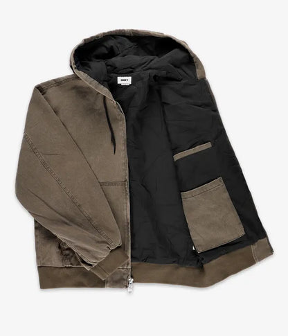 Obey Glen Co-Ord Zip Up Bomber Jacket In Wren Faded Wash