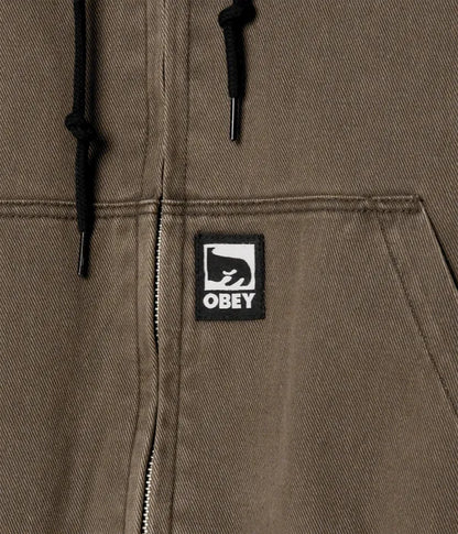 Obey Glen Co-Ord Zip Up Bomber Jacket In Wren Faded Wash