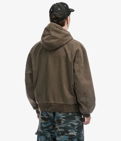 Obey Glen Co-Ord Zip Up Bomber Jacket In Wren Faded Wash