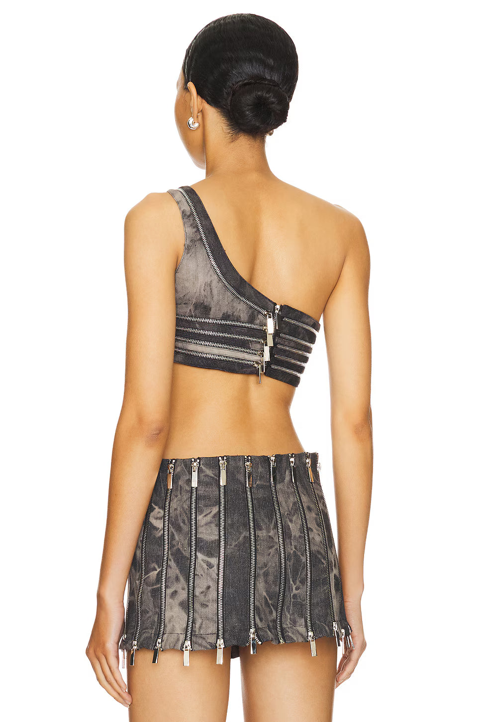 MULTI ZIP one-shoulder Top