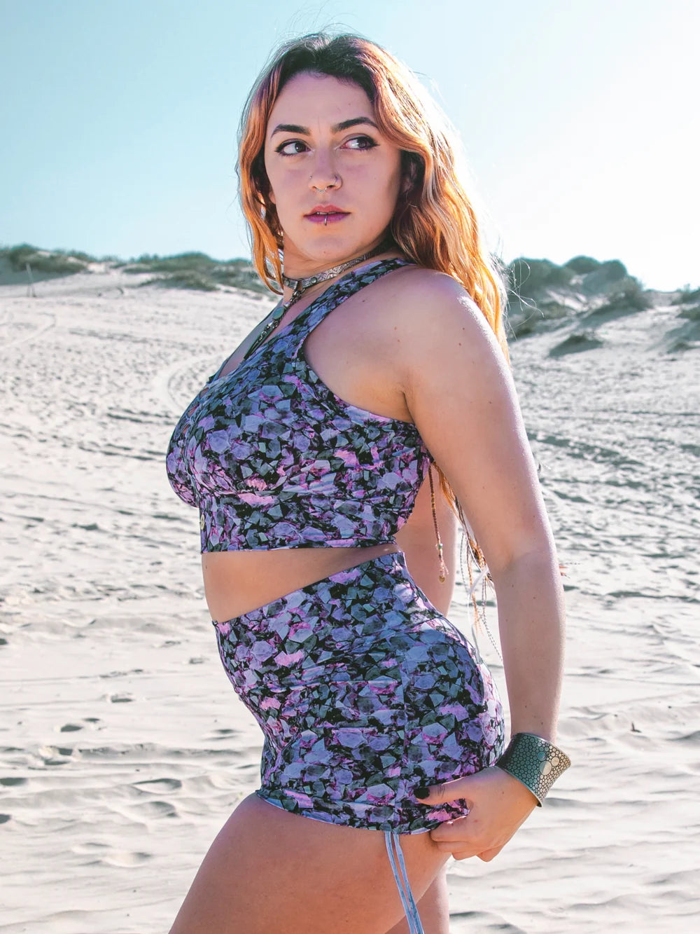 Plus Size - Yoga Tank Top in Flowers Print - FINAL SALE !