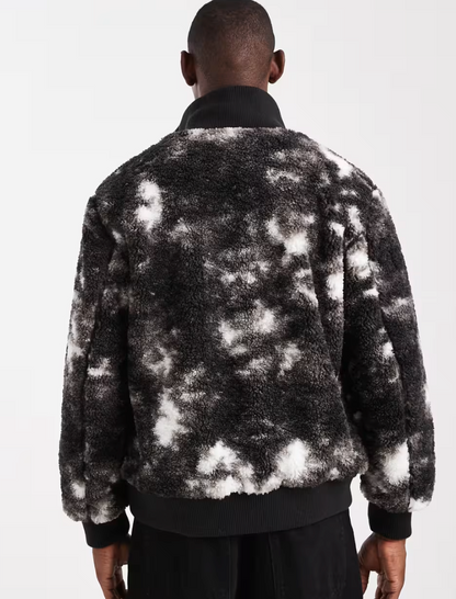 ONLY & SONS Oversized Sherpa Zip Through Fleece In Monochrome