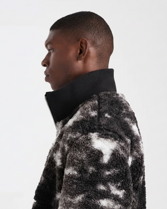ONLY & SONS Oversized Sherpa Zip Through Fleece In Monochrome