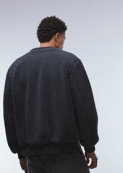 ONLY & SONS Oversized Sherpa Zip Through Fleece In Charcoal