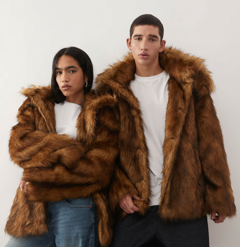 Reclaimed Vintage Unisex Faux Fur Oversized Hooded Jacket