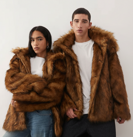 Reclaimed Vintage Unisex Faux Fur Oversized Hooded Jacket