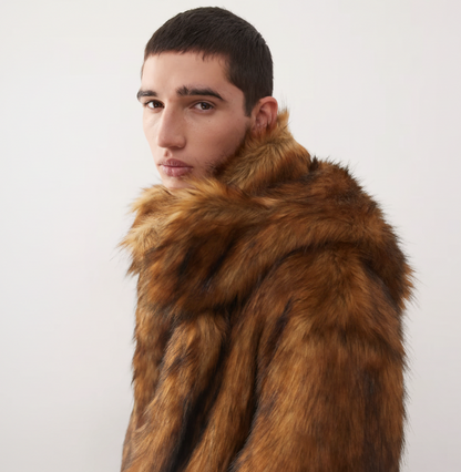 Reclaimed Vintage Unisex Faux Fur Oversized Hooded Jacket