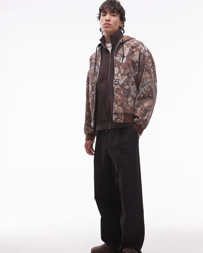 Obey Glen Co-Ord Zip Up Bomber Jacket In Brown Camo