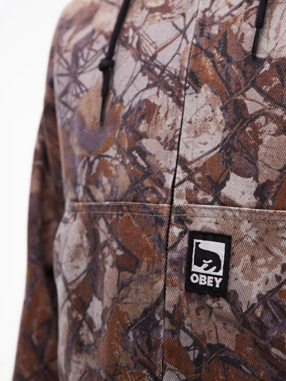 Obey Glen Co-Ord Zip Up Bomber Jacket In Brown Camo