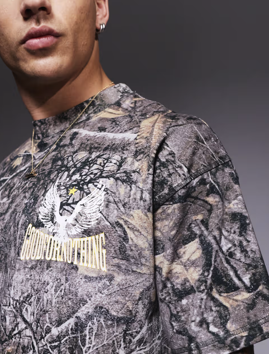Good For Nothing T-Shirt With Back Print In Camo
