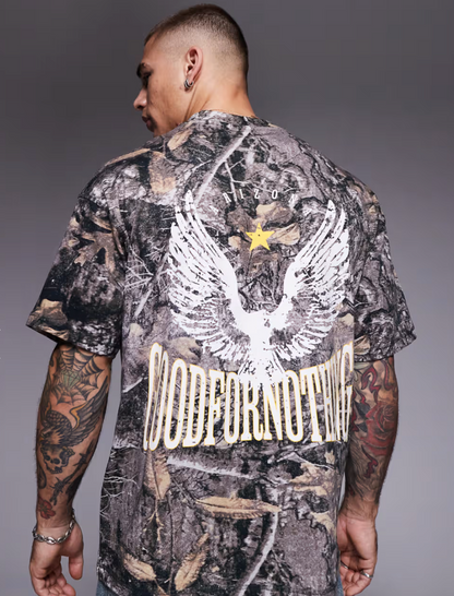 Good For Nothing T-Shirt With Back Print In Camo