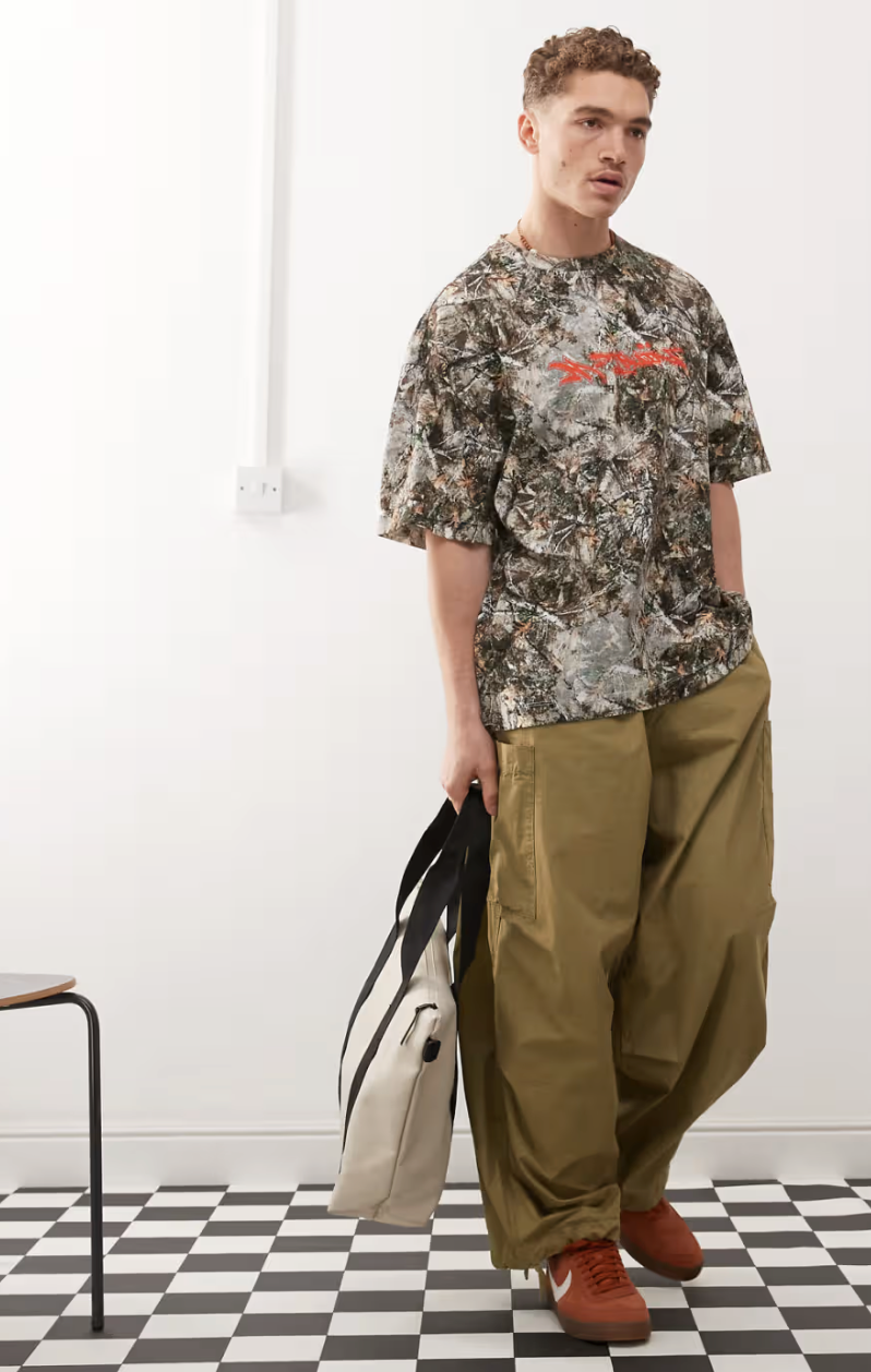 Oversized Camo Print T-Shirt In Multi