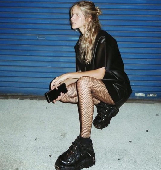 NEW ROCK VEGAN ANKLE  PLATFORM SNEAKERS - BLACK