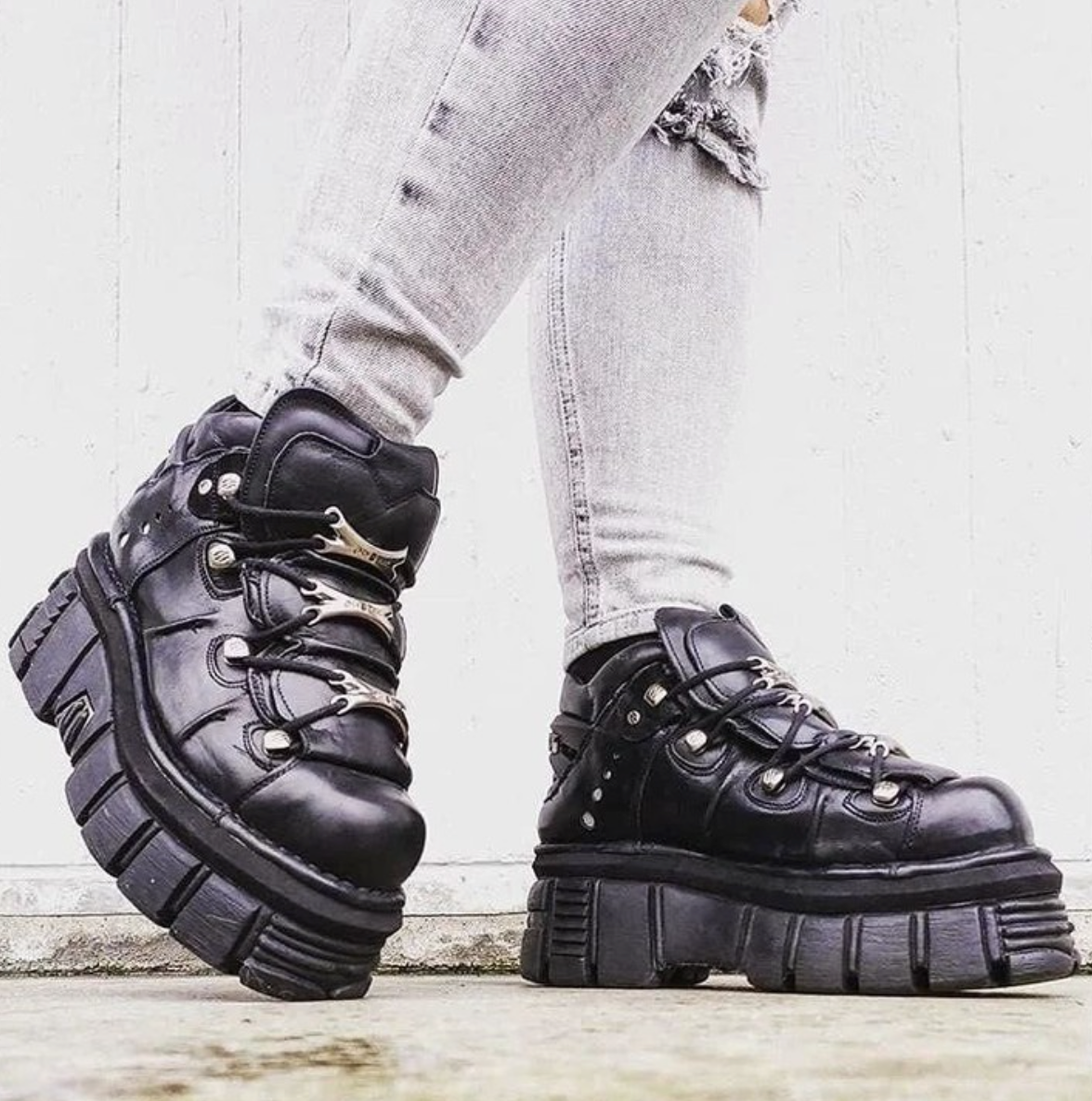 NEW ROCK VEGAN ANKLE  PLATFORM SNEAKERS - BLACK