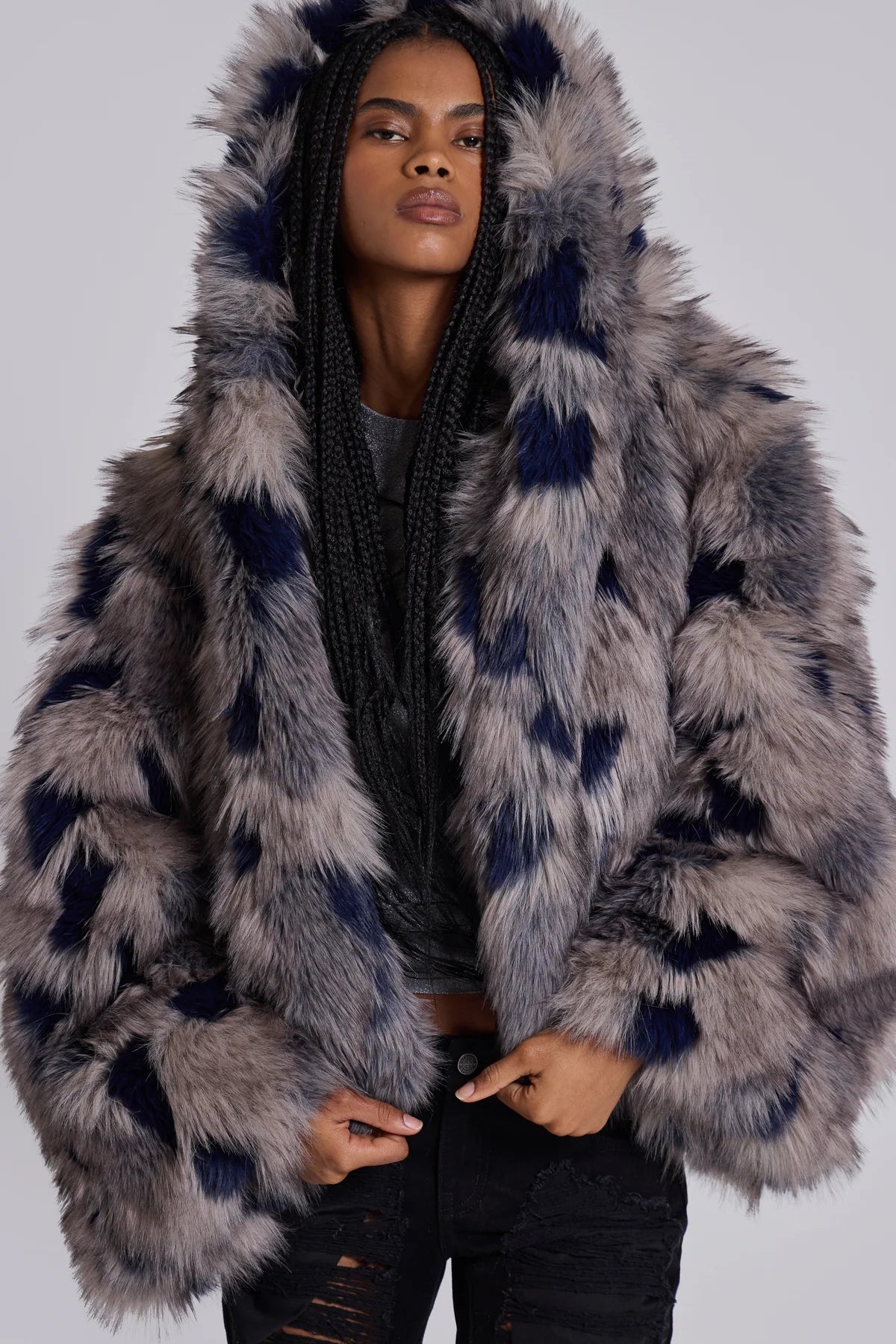 Frost Guardian Faux Fur Coat – Grey
