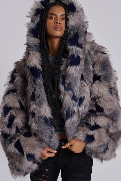 Frost Guardian Faux Fur Coat – Grey