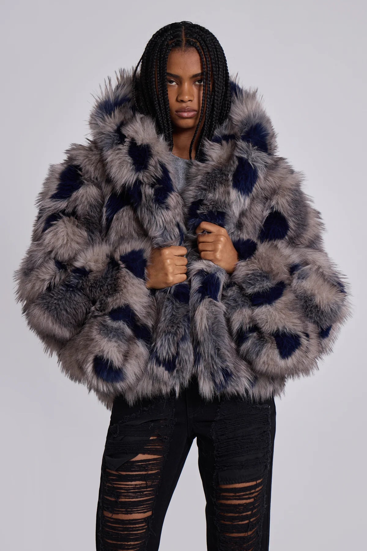 Frost Guardian Faux Fur Coat – Grey