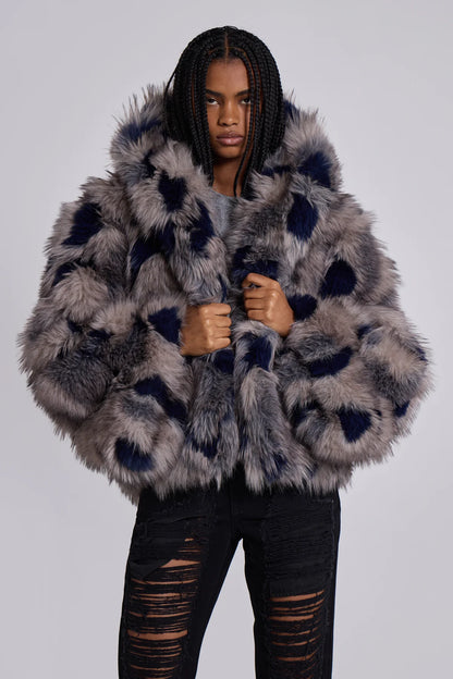 Frost Guardian Faux Fur Coat – Grey