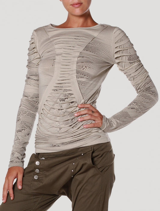 LUKE Long Sleeve top In Pearl Grey
