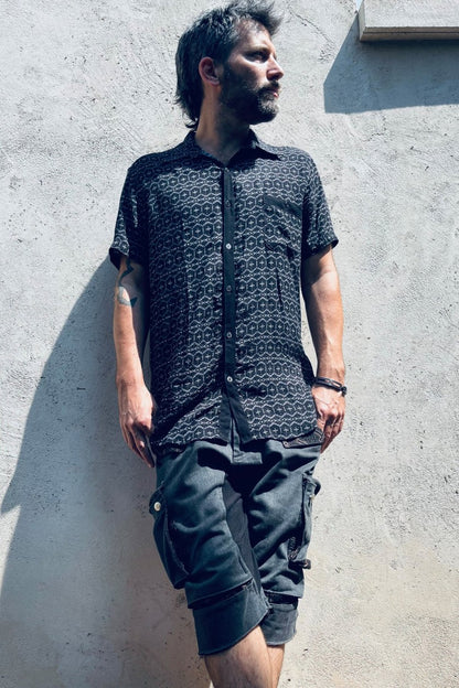 HYPER TRIBAL Button Short Sleeve Shirt