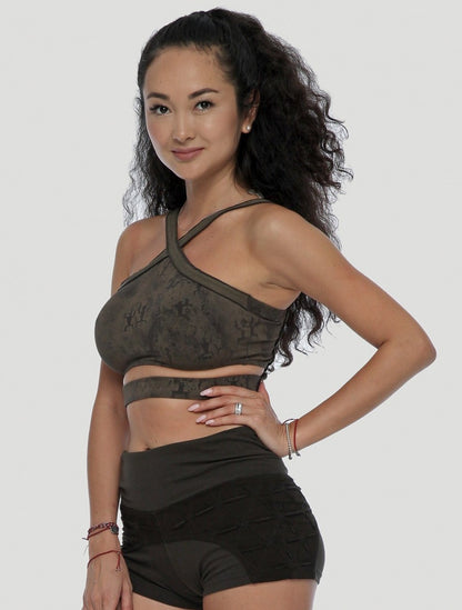 HUA Bra Top In Olive Noir
