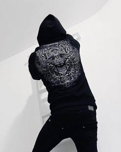 DIGITAL NATURE MAN  Zip Hood In Black