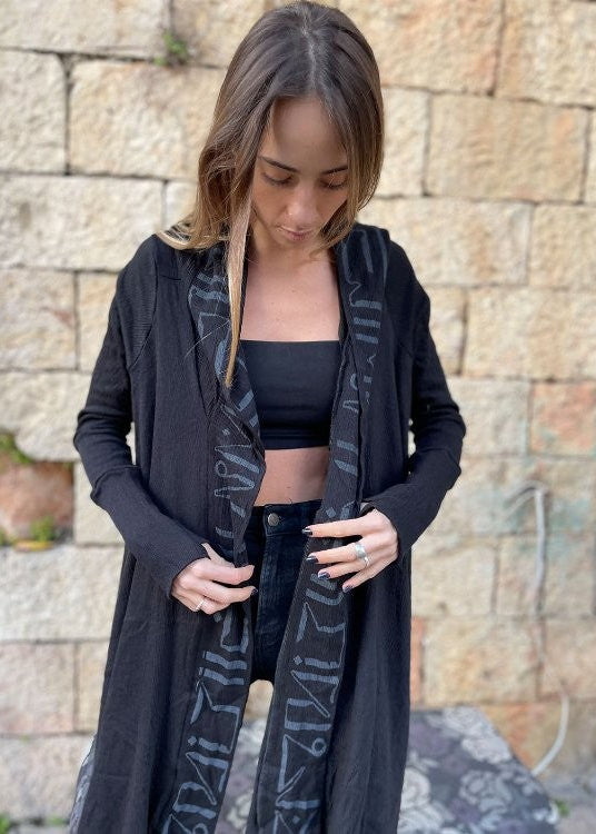 JAKA Cardigan In Black/Blue