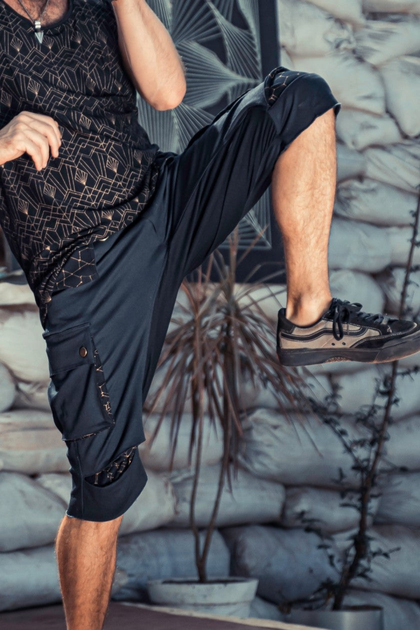 3/4 TAZER Pants In Black & Silver