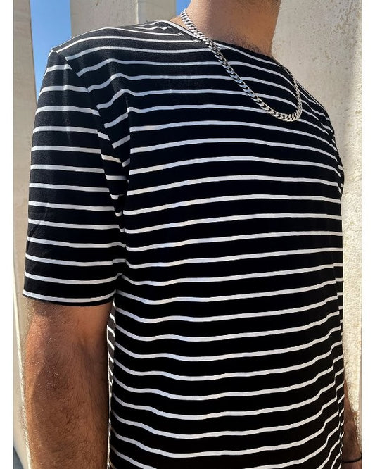 SAKAY-Shirt In Black & White Stripes