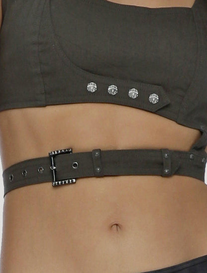 SOLO Wrap Crop top In Olive Noir