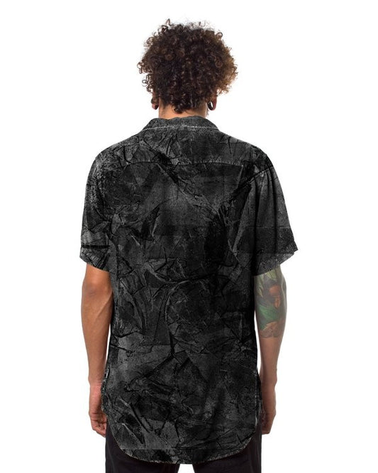 SHATTER Short Sleeve Botton Shirt In Black & Grey