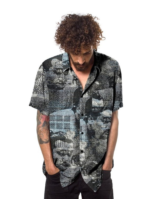 SUMO WAVES Short Sleeve Botton Shirt