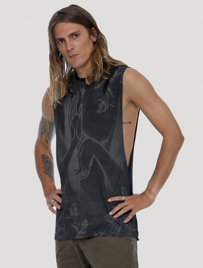 MUDRA Sleeveless Tee In Black